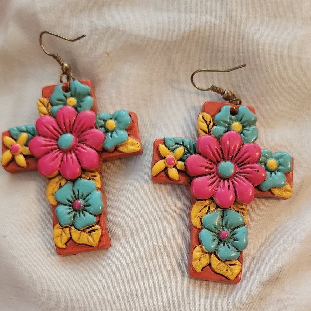 Colorful Cross Earrings